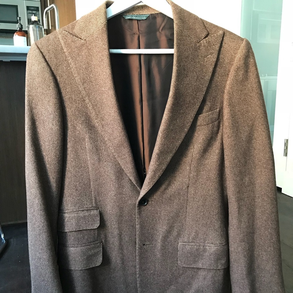 Ovadia & Sons wool suit peak lapel 38R 32 Waist